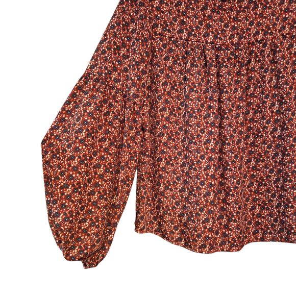 Blue Rain Floral Peasant Blouse Puffy Sleeves sz medium - Picture 4 of 8